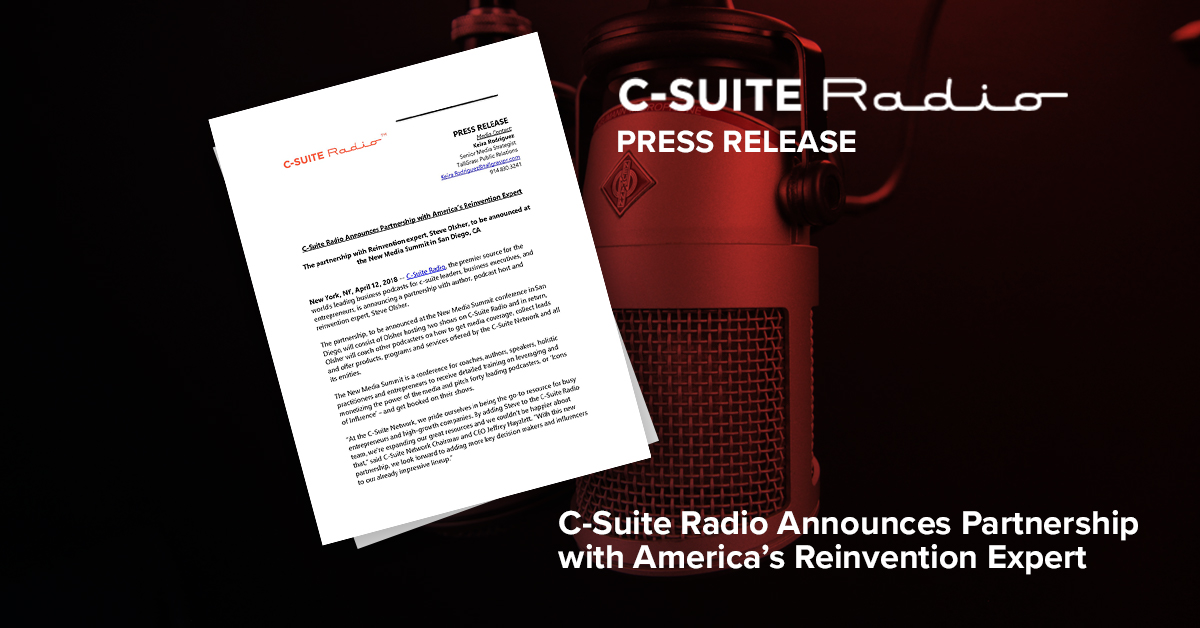 C-Suite Radio Announces Partnership with America’s Reinvention Expert