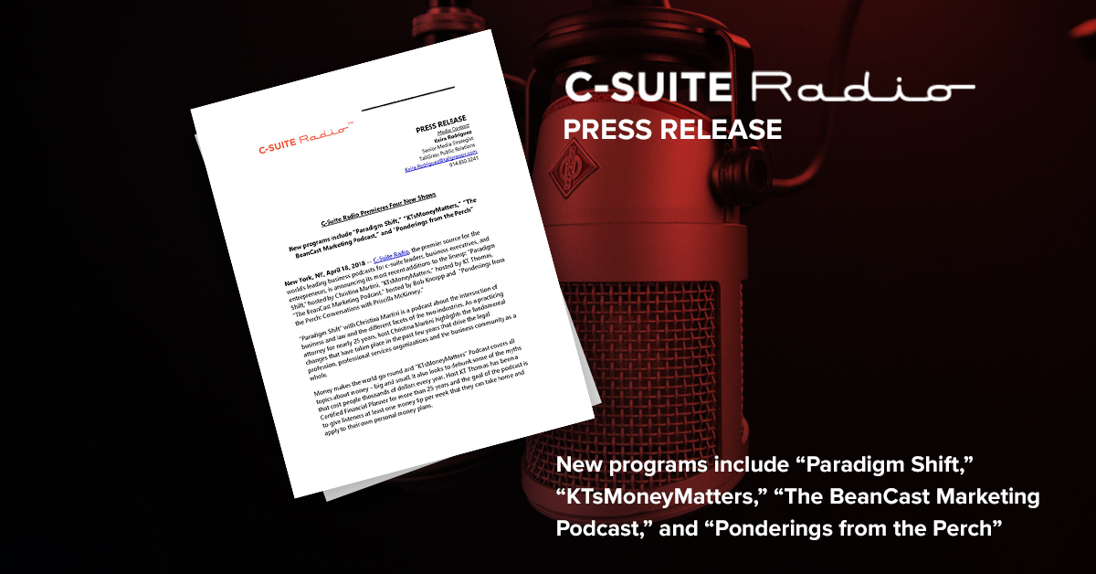 New programs include “Paradigm Shift,” “KTsMoneyMatters,” “The BeanCast Marketing Podcast,” and “Ponderings from the Perch”