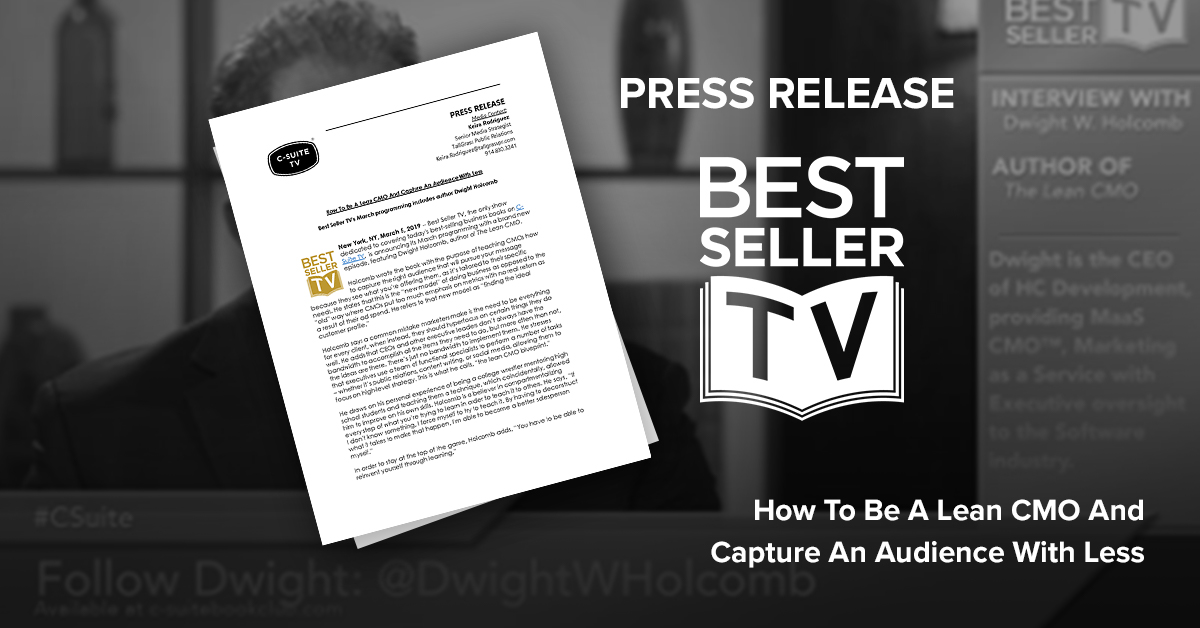 Best Seller TV’s March programming includes author Dwight Holcomb
